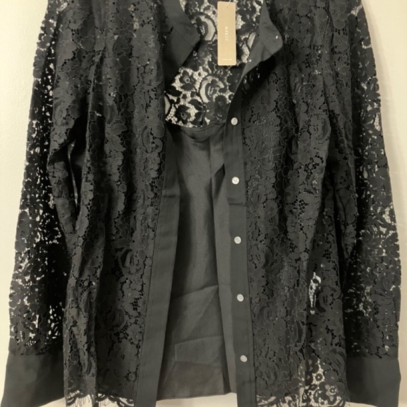 J. Crew Button-up Lace Top in Black, sz 4 - Picture 8 of 9
